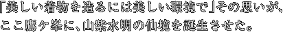 「美しい着物を造るには美しい環境で」 その思いが、ここ鷹ケ峯に、山紫水明の仙境を誕生させた